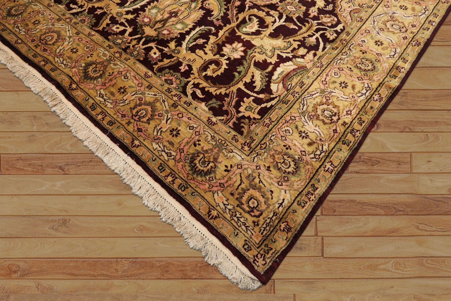 6x9 Maroon, Gold, Sage Color Hand Knotted Agra New Zealand Wool Traditional Oriental Rug