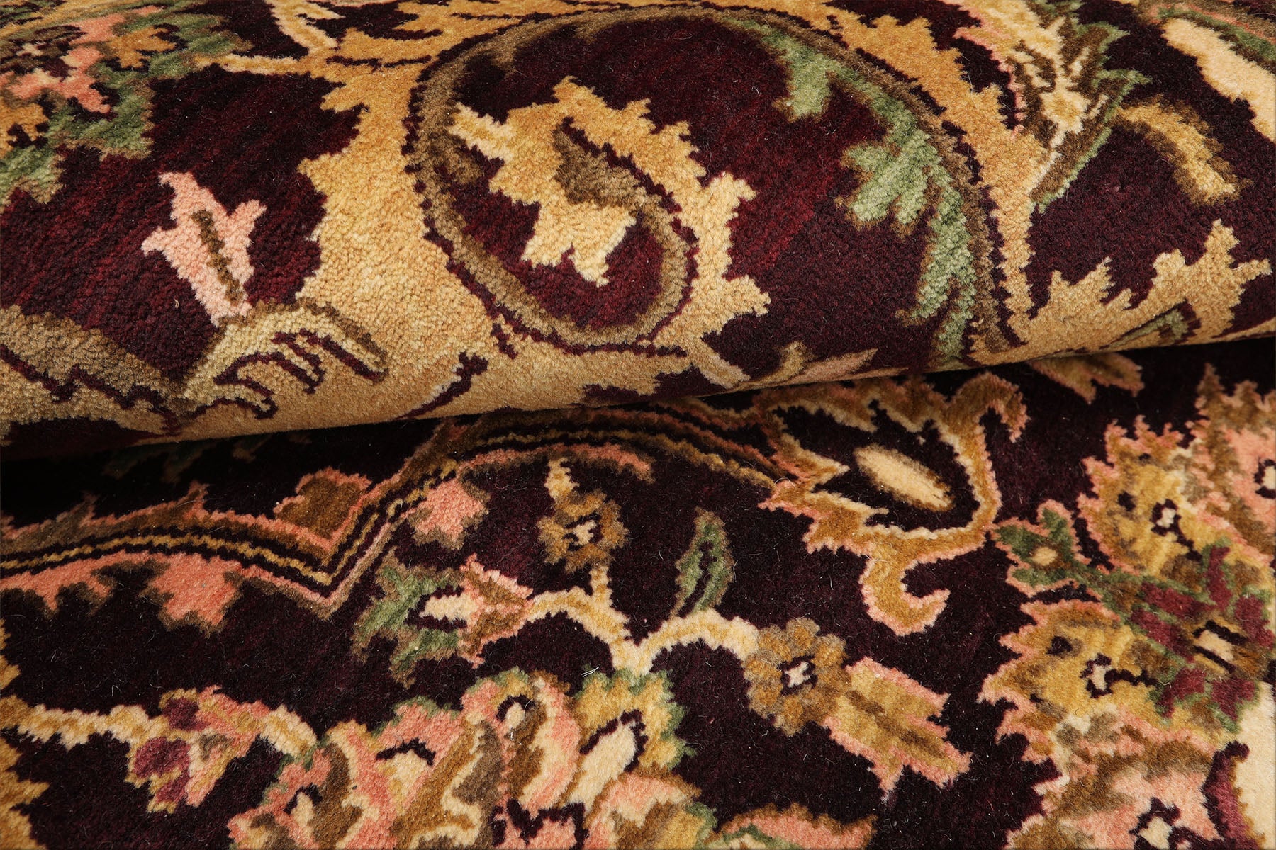 6x9 Maroon, Gold, Sage Color Hand Knotted Agra New Zealand Wool Traditional Oriental Rug