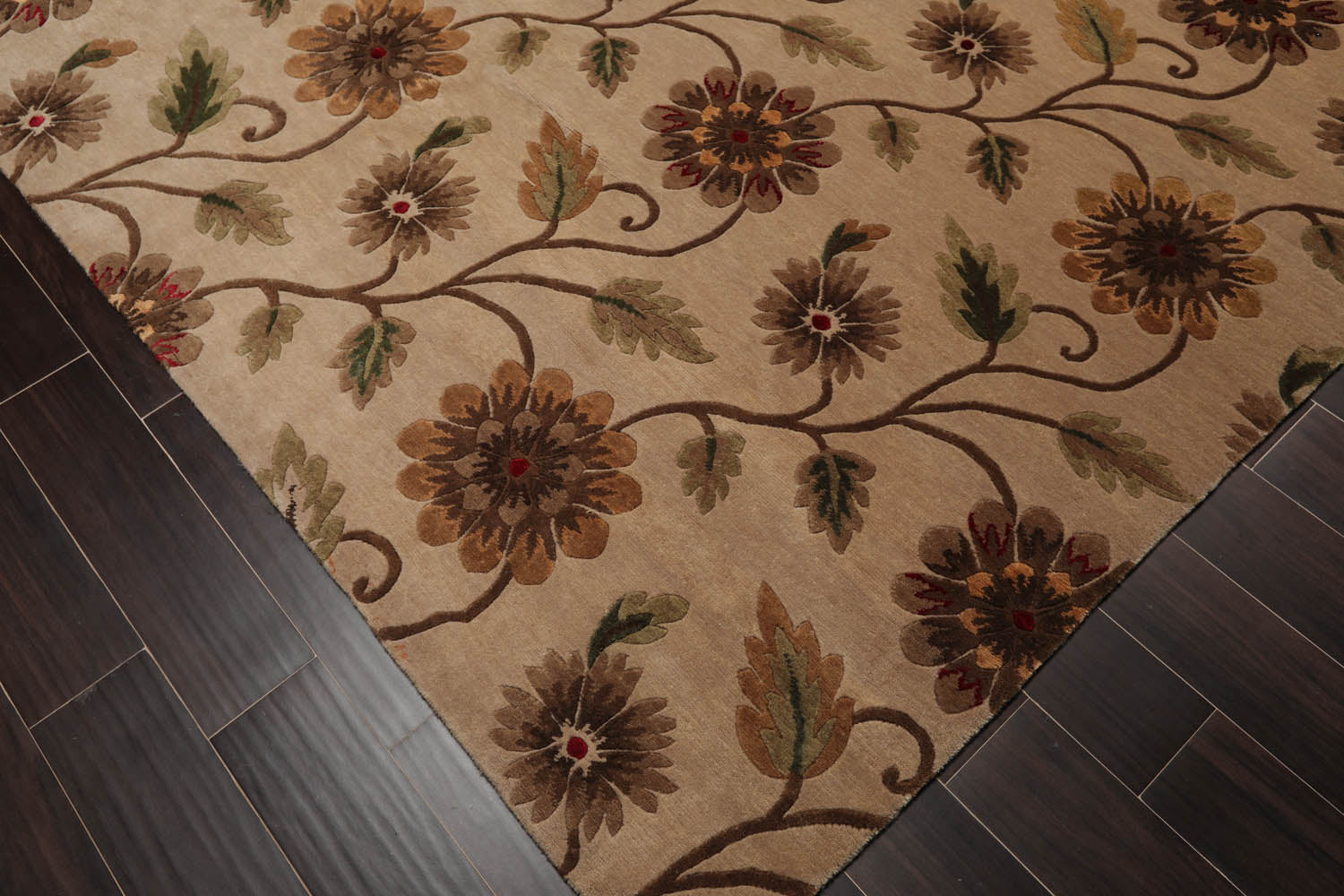 8x10 Tan, Brown, Red Color Hand Knotted All-Over 100% Wool Transitional Oriental Rug