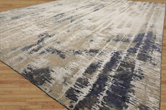 8x10 Beige, Gray, Ivory Color Hand Knotted Sherpa Wool and Silk Contemporary Oriental Rug