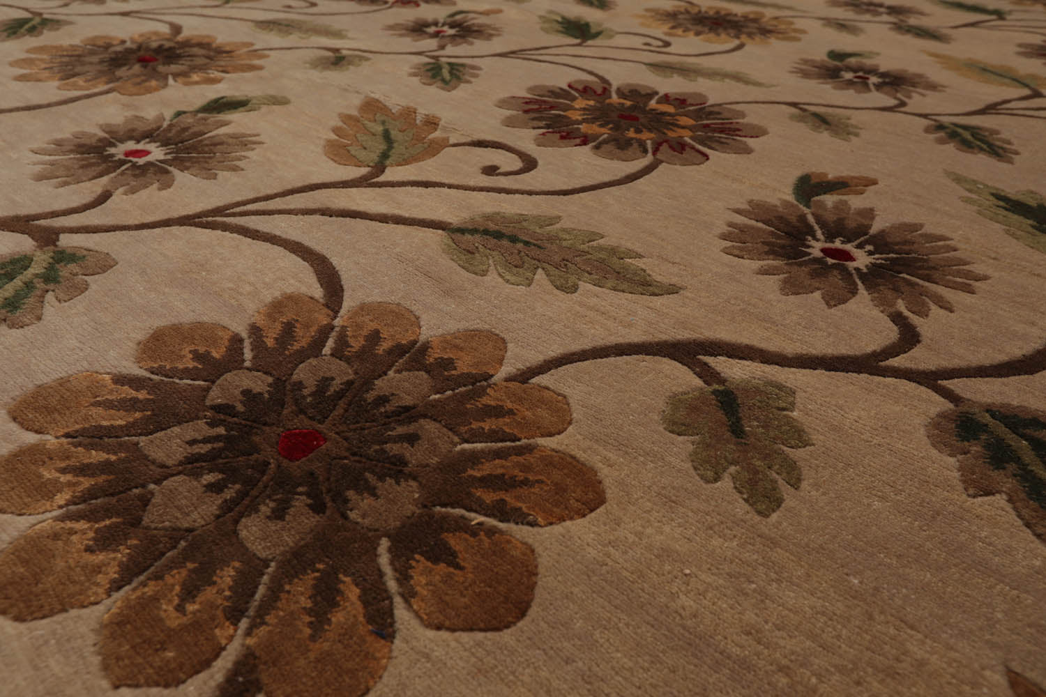 8x10 Tan, Brown, Red Color Hand Knotted All-Over 100% Wool Transitional Oriental Rug