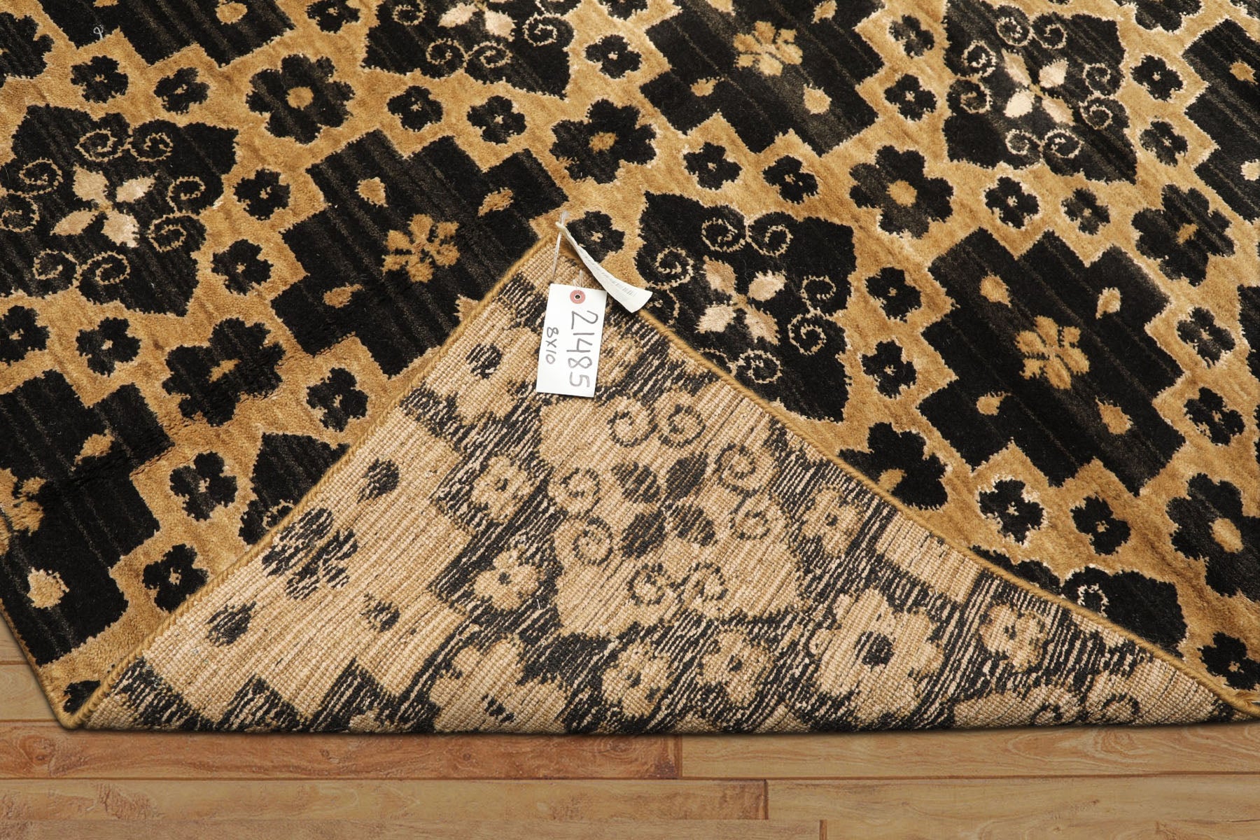 Multi Size Brown Charcoal Beige Color Hand Loomed Tibetan Wool & Bamboo Silk Modern & Contemporary Oriental Rug