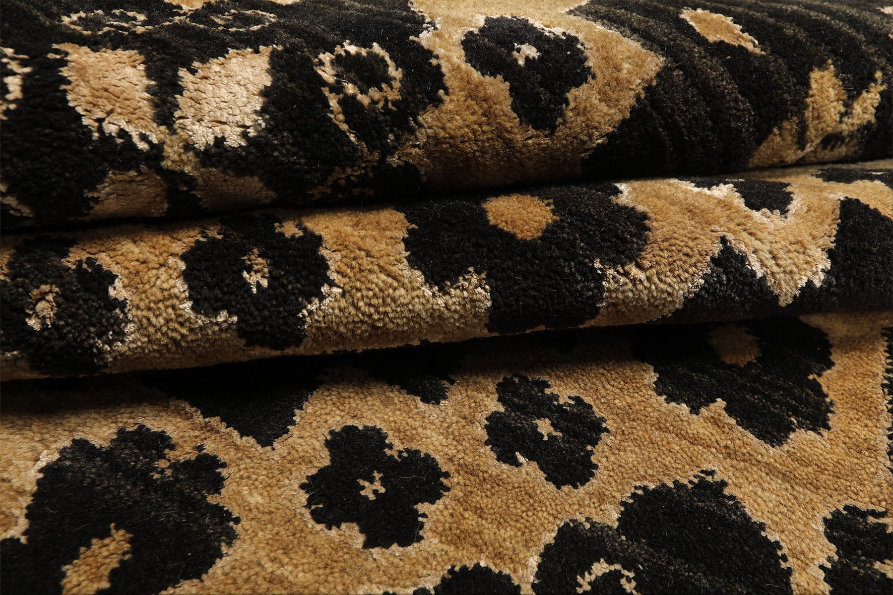 Multi Size Brown Charcoal Beige Color Hand Loomed Tibetan Wool & Bamboo Silk Modern & Contemporary Oriental Rug