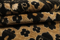 Multi Size Brown Charcoal Beige Color Hand Loomed Tibetan Wool & Bamboo Silk Modern & Contemporary Oriental Rug