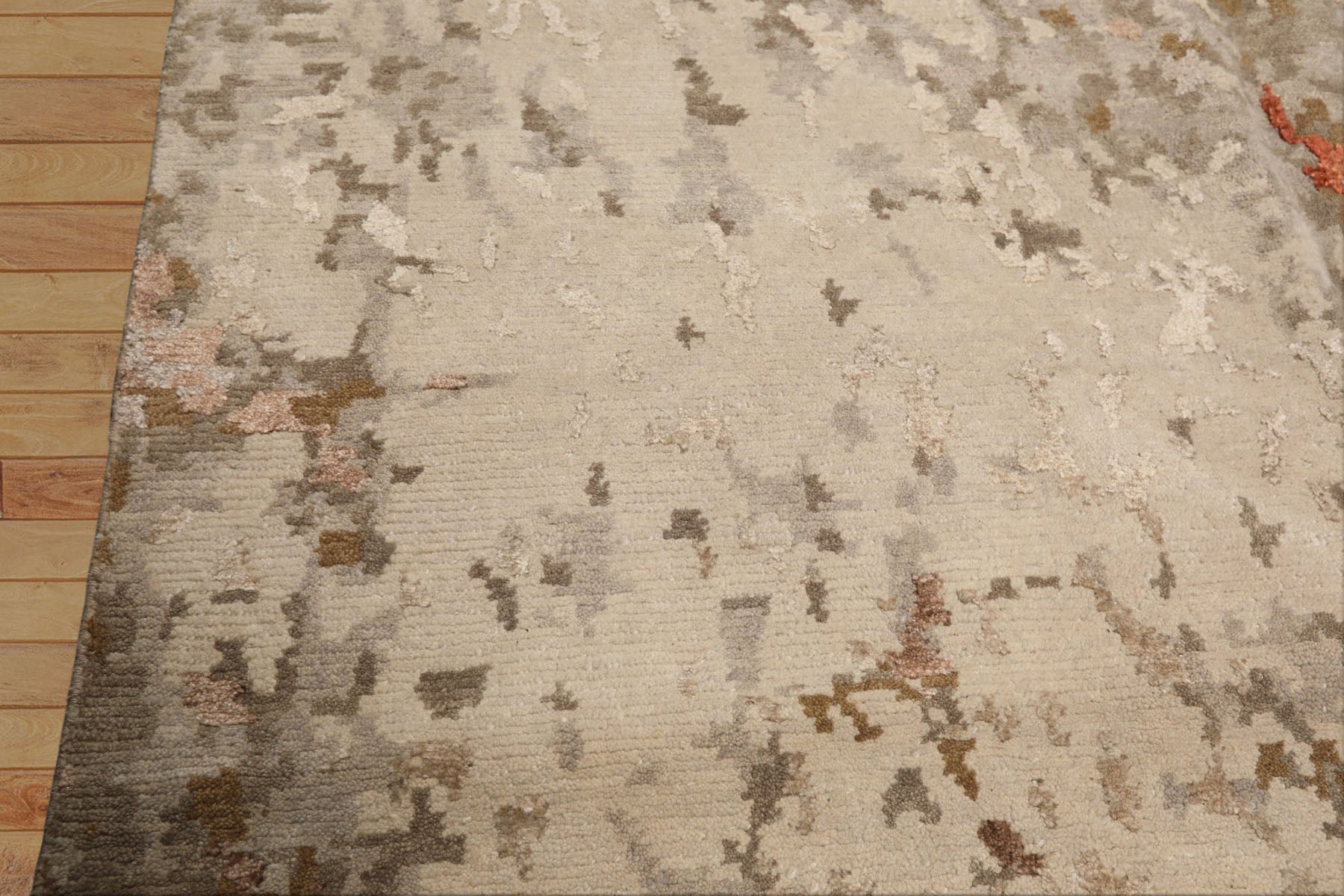 6x9 Beige, Brown, Gray Color Hand Knotted Tibetan Wool & Bamboo Silk Modern & Contemporary Oriental Rug