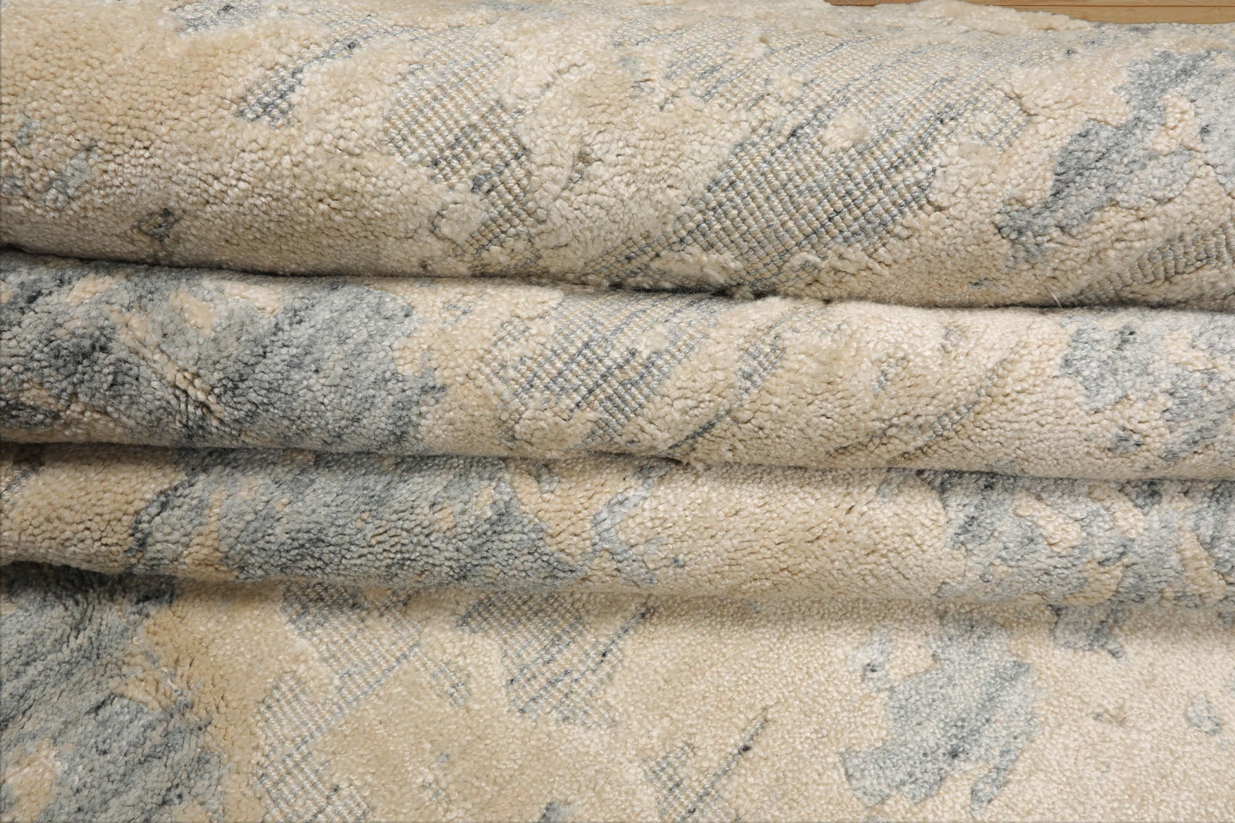 8x10 Ivory, Beige, Slate Color Hand Loomed Sherpa Wool and Silk Modern Oriental Rug