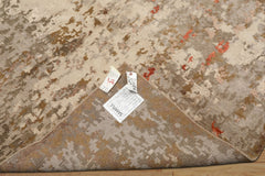 6x9 Beige, Brown, Gray Color Hand Knotted Tibetan Wool & Bamboo Silk Modern & Contemporary Oriental Rug