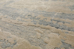 8x10 Ivory, Beige, Slate Color Hand Loomed Sherpa Wool and Silk Modern Oriental Rug