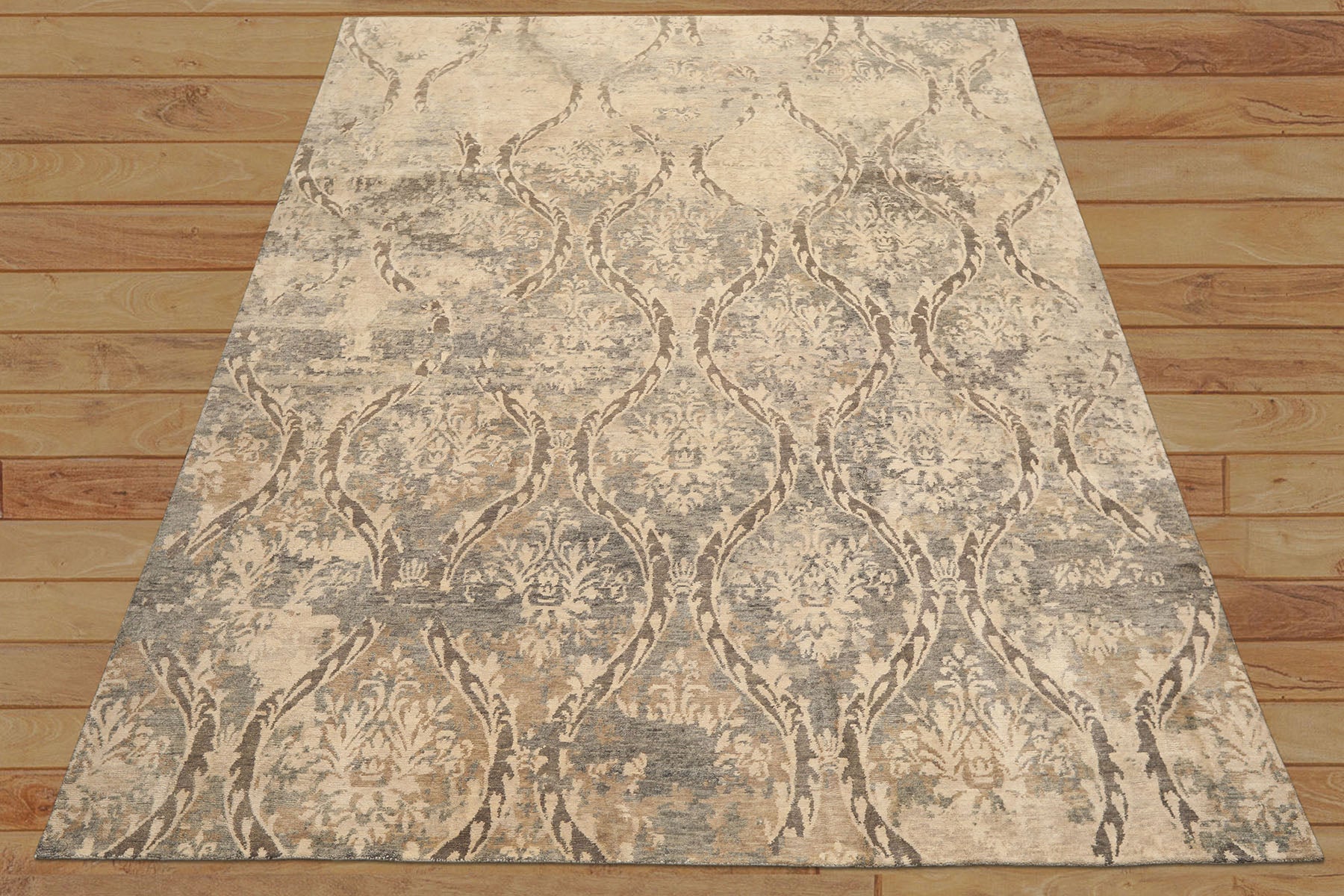 8x10 Beige, Greenish, Gray Color Hand Knotted Tibetan Wool Transitional Oriental Rug