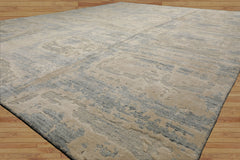 8x10 Ivory, Beige, Slate Color Hand Loomed Sherpa Wool and Silk Modern Oriental Rug