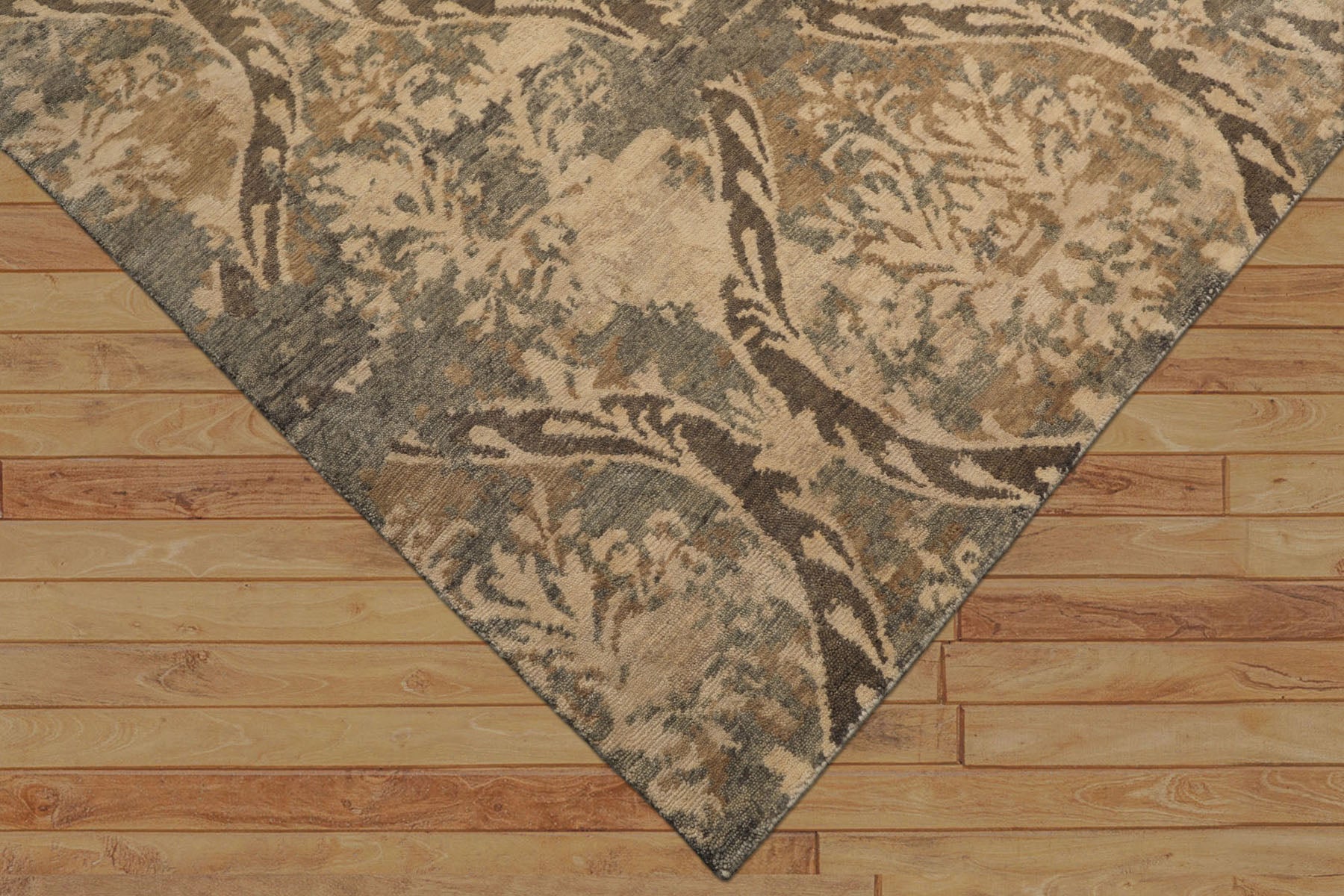 8x10 Beige, Greenish, Gray Color Hand Knotted Tibetan Wool Transitional Oriental Rug