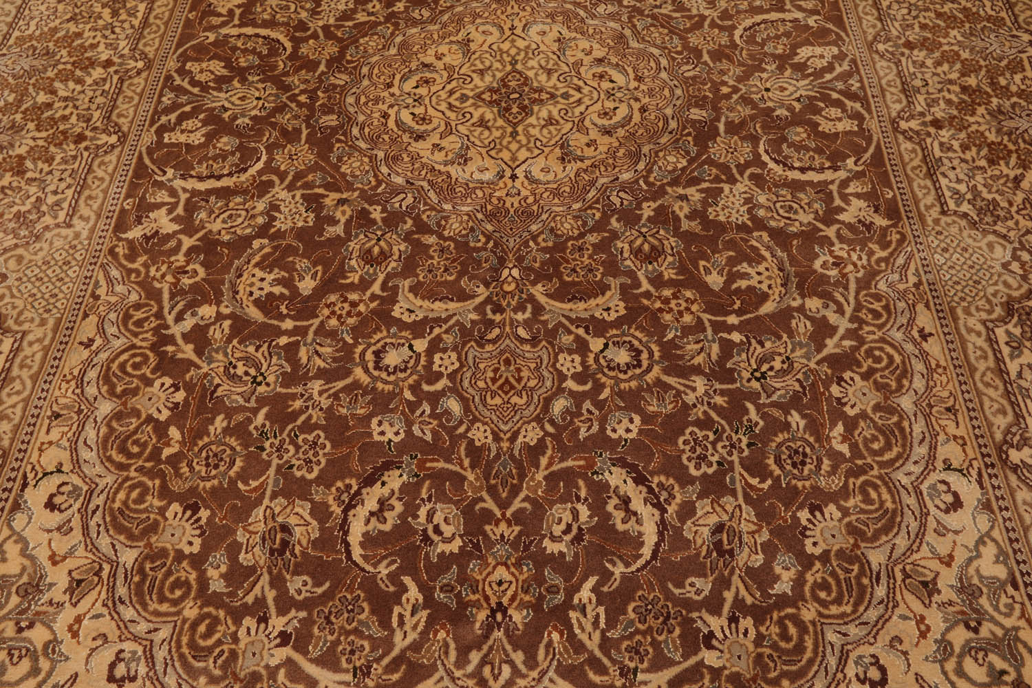 9x12 Brown, Tan, Gray Color Hand Knotted All-Over 100% Wool Traditional Oriental Rug