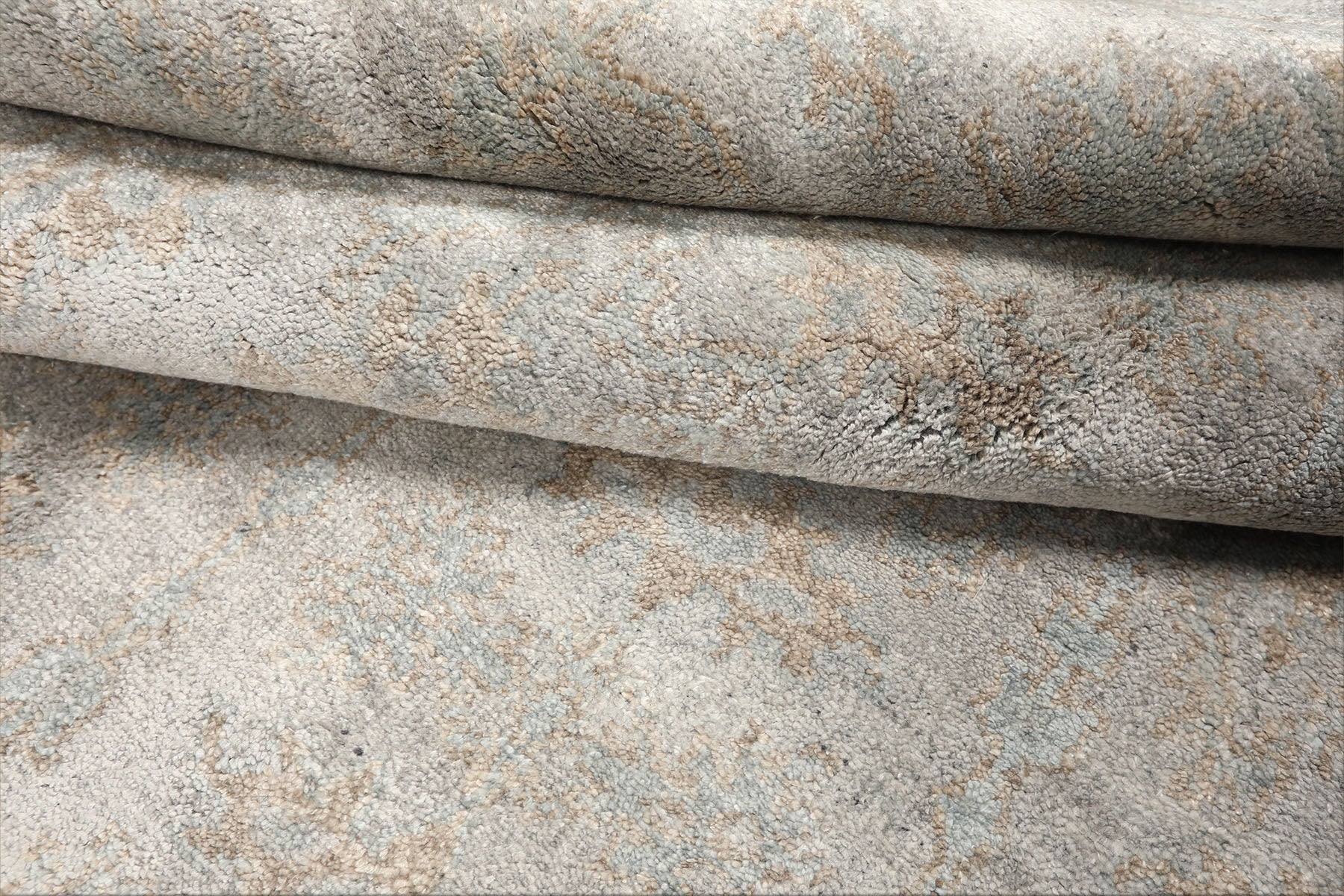 8x10 Gray, Aqua, Tan Color Hand Knotted Oushak Viscose Transitional Oriental Rug