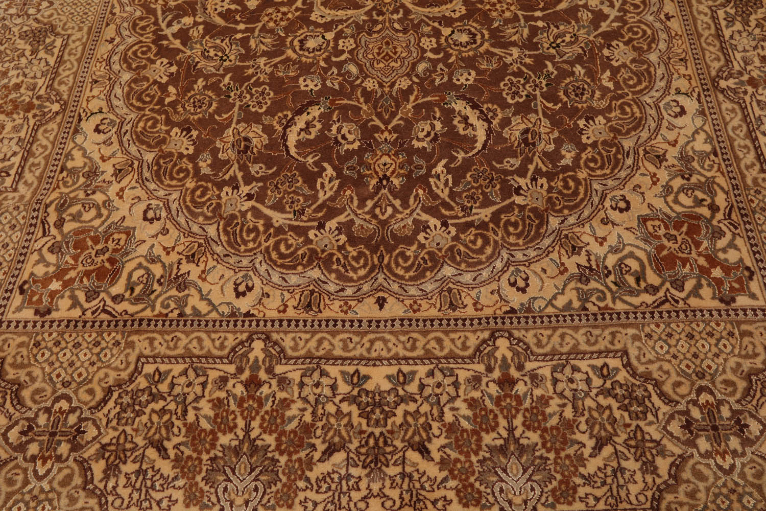 9x12 Brown, Tan, Gray Color Hand Knotted All-Over 100% Wool Traditional Oriental Rug