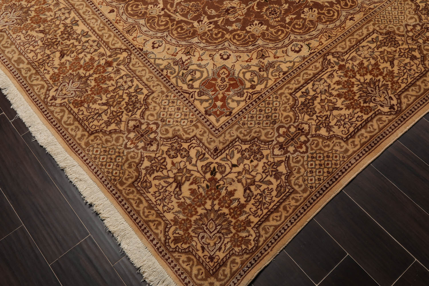 9x12 Brown, Tan, Gray Color Hand Knotted All-Over 100% Wool Traditional Oriental Rug
