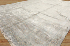 8x10 Gray, Aqua, Tan Color Hand Knotted Oushak Viscose Transitional Oriental Rug