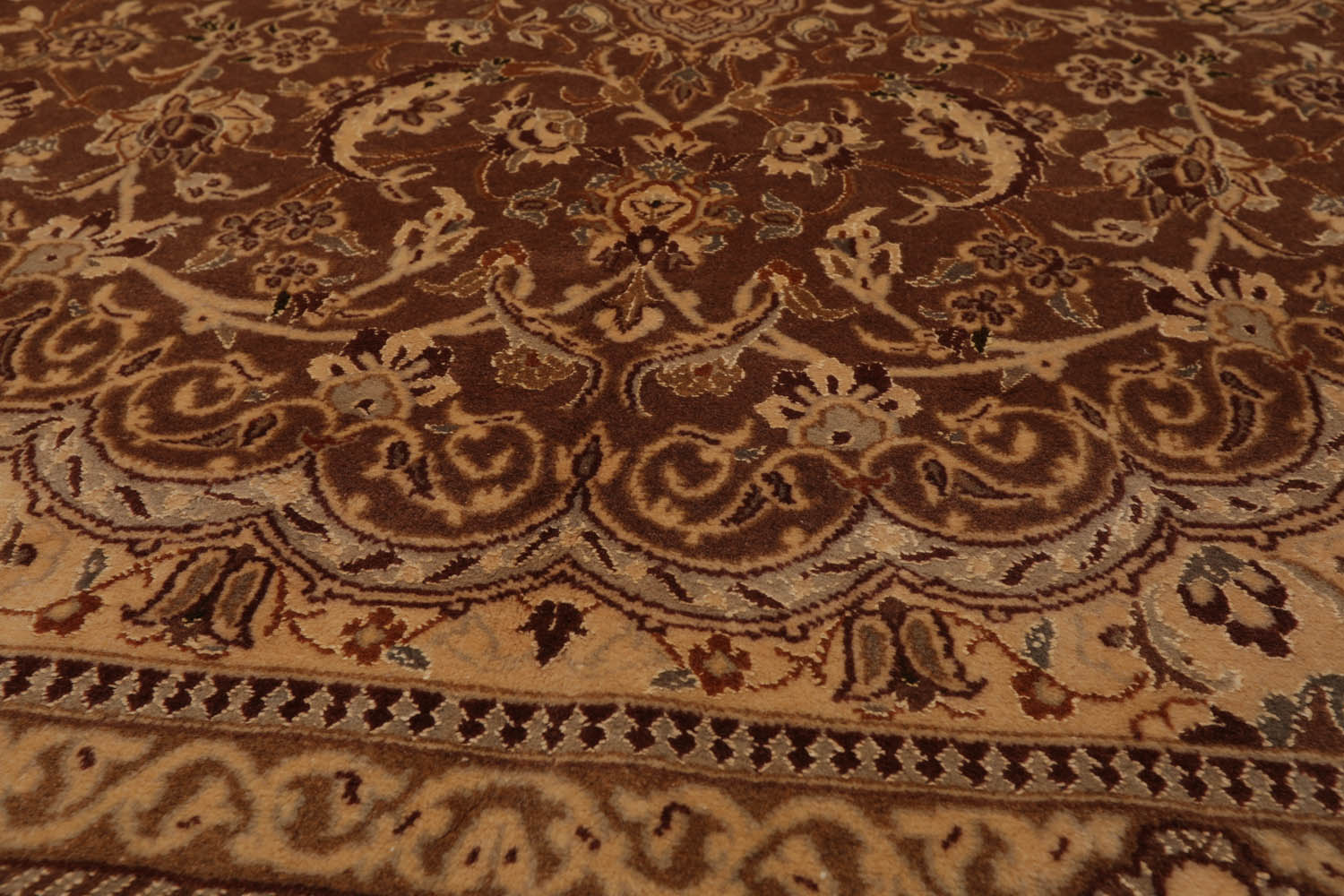 9x12 Brown, Tan, Gray Color Hand Knotted All-Over 100% Wool Traditional Oriental Rug