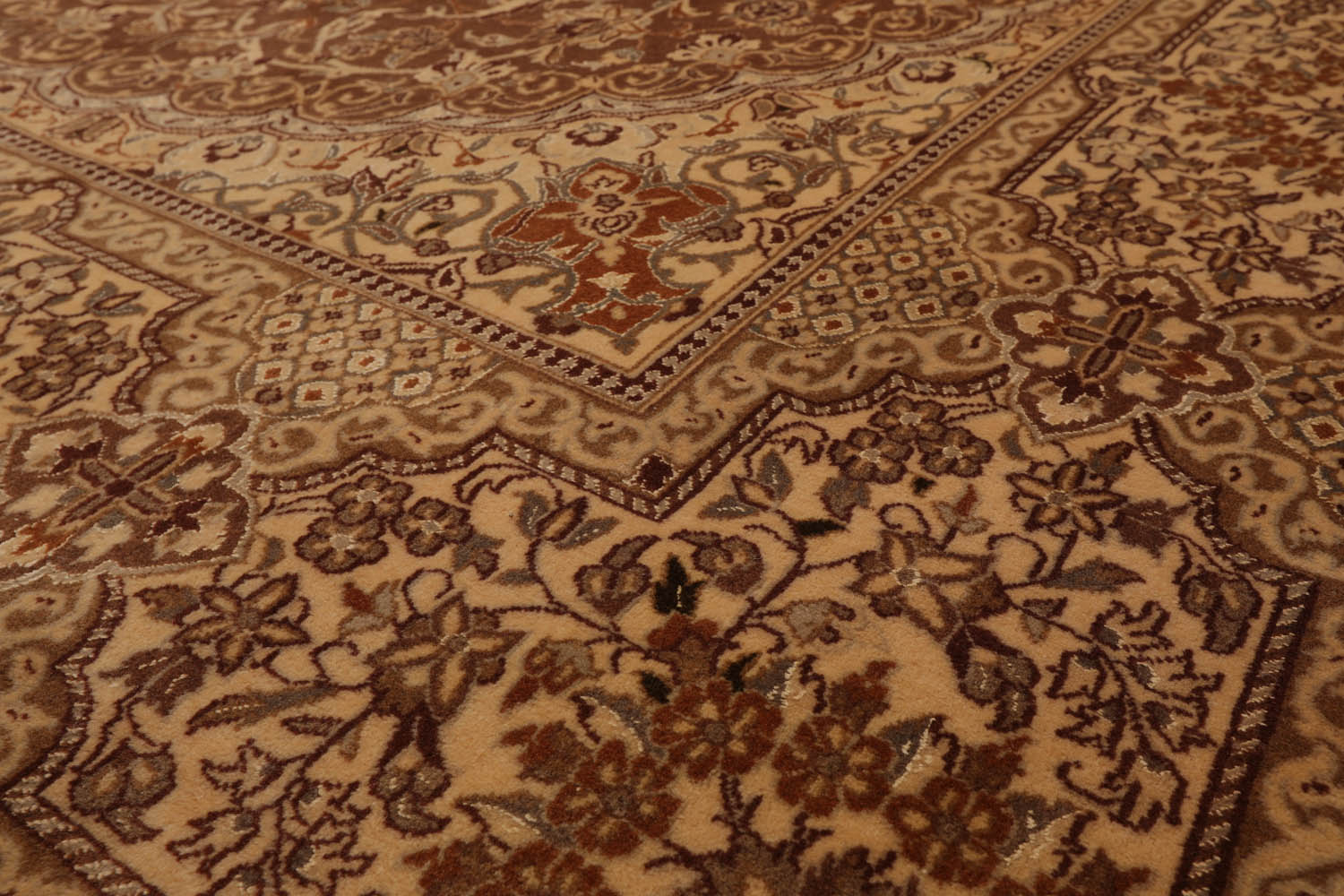9x12 Brown, Tan, Gray Color Hand Knotted All-Over 100% Wool Traditional Oriental Rug