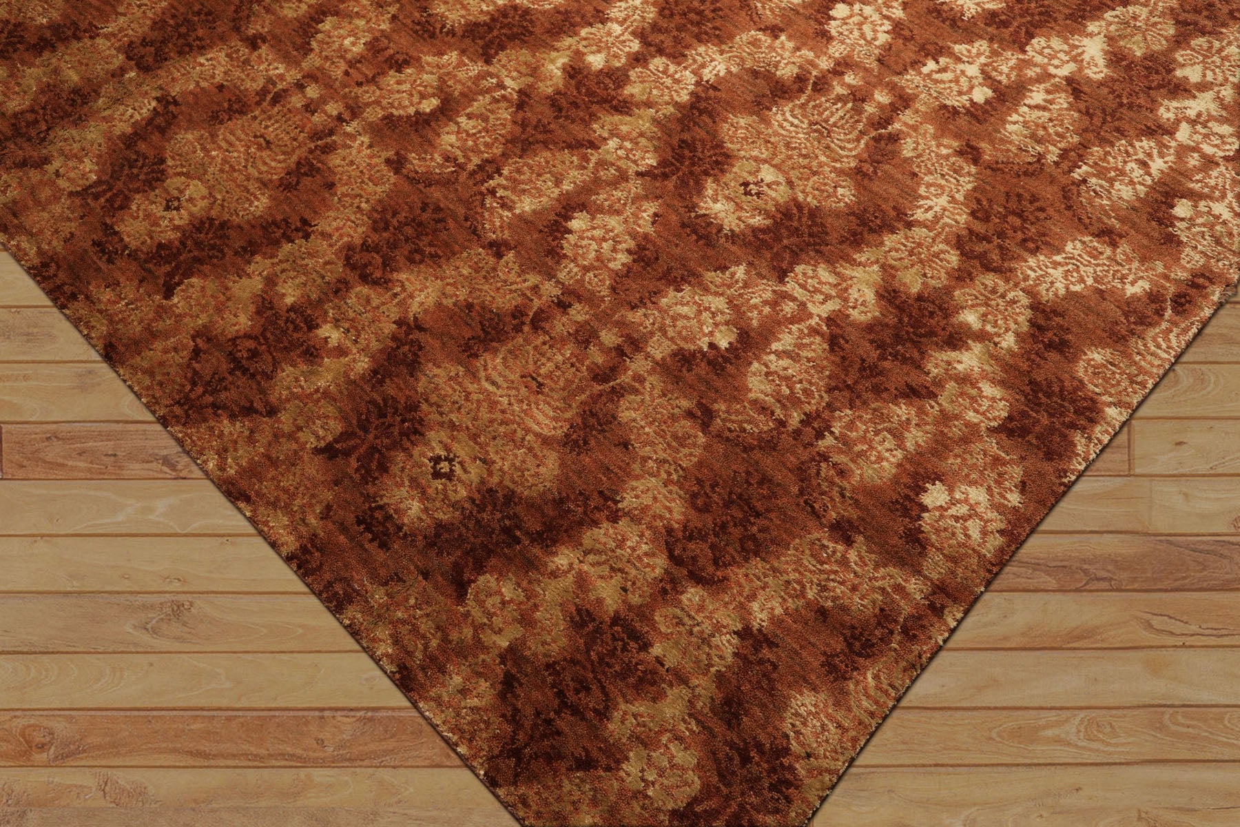 10x14 Rust, Burnt Orange, Pistachio Color Hand Knotted Tibetan Wool & Bamboo Silk Transitional Oriental Rug