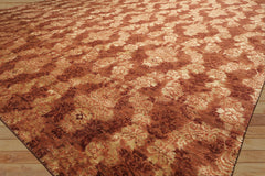 10x14 Rust, Burnt Orange, Pistachio Color Hand Knotted Tibetan Wool & Bamboo Silk Transitional Oriental Rug
