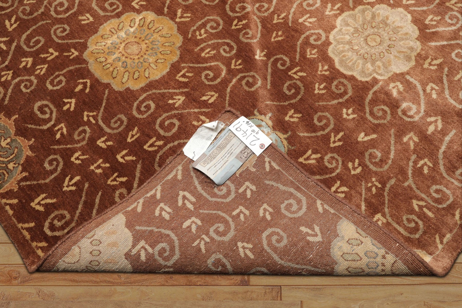 10x14 Mocha, Gold, Beige Color Hand Knotted Tibetan Wool & Bamboo Silk Transitional Oriental Rug