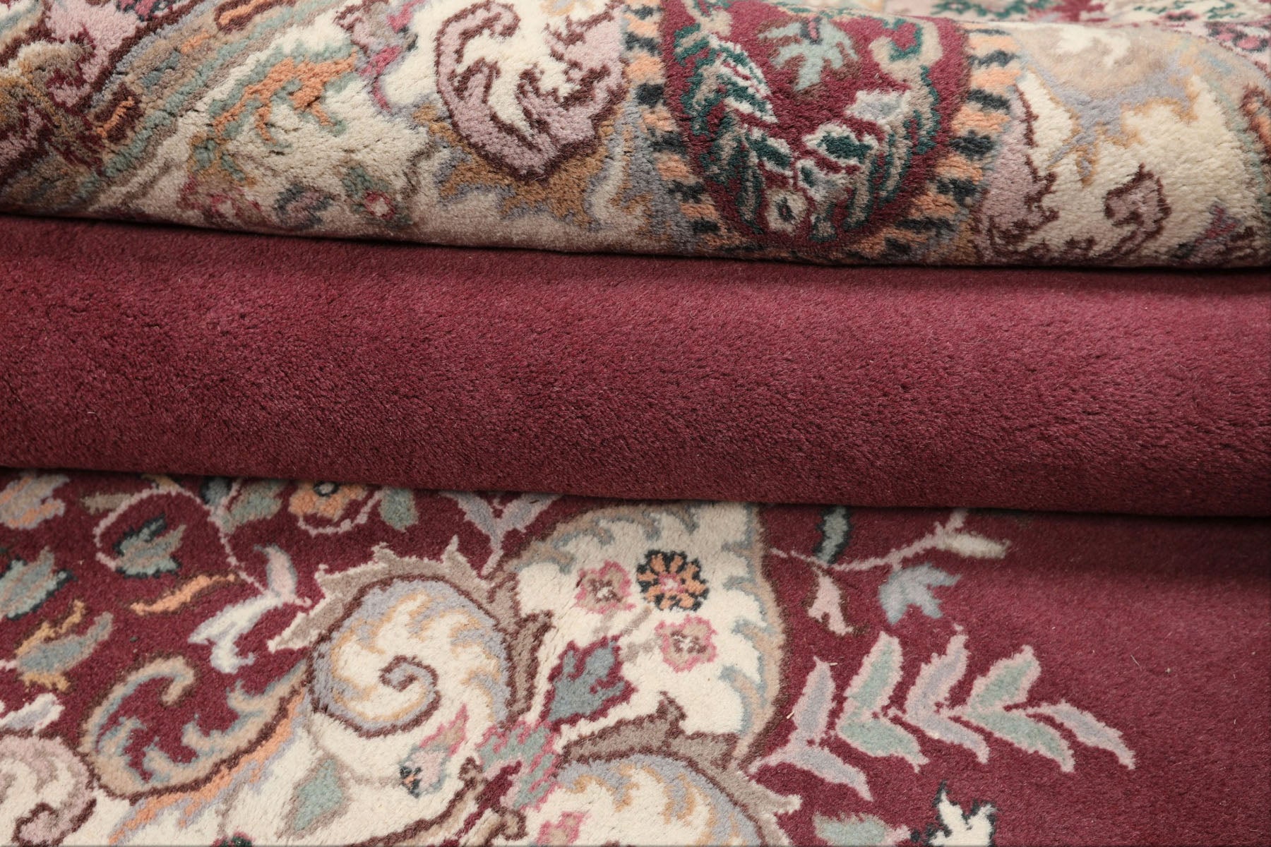 9x12 Plum, Ivory, Rose Color Hand Knotted Indo Kerman Wool Traditional Oriental Rug