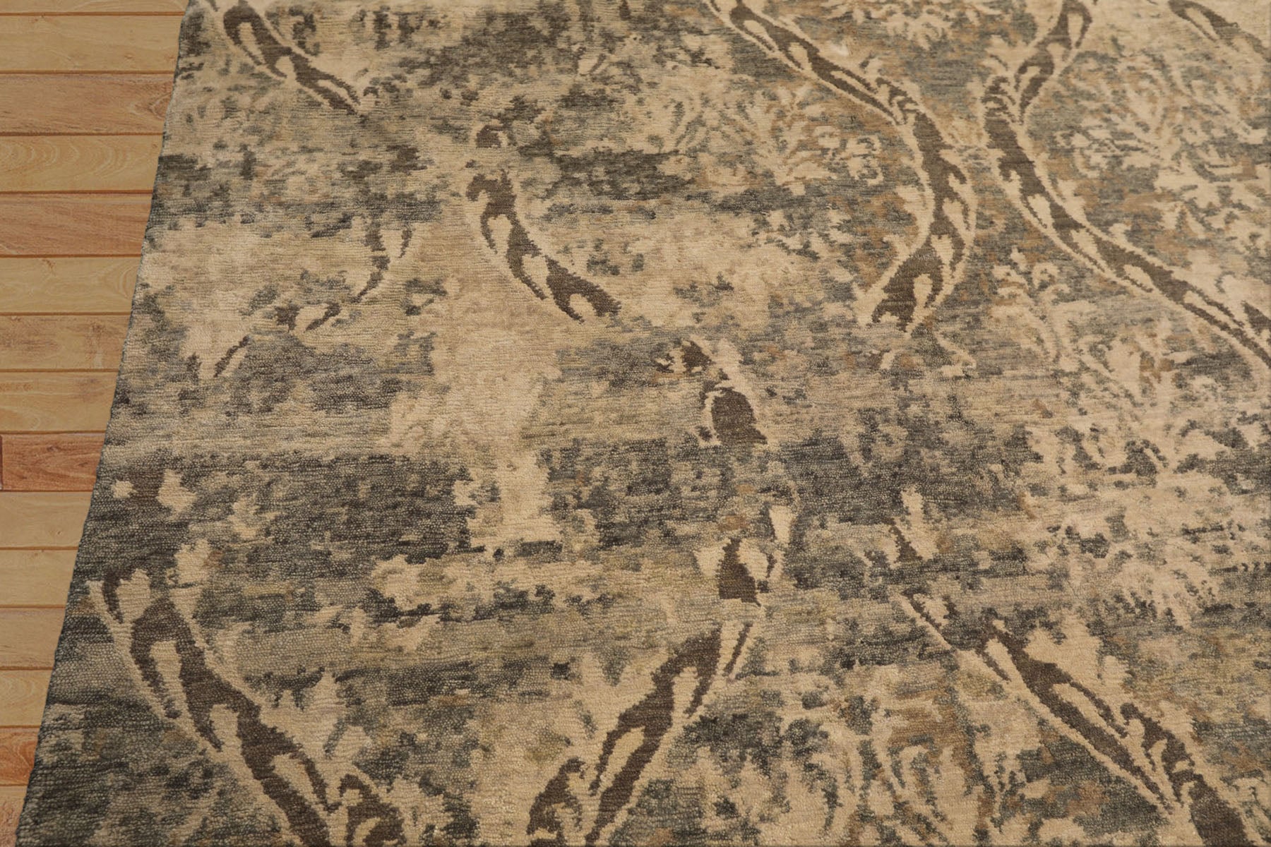 8x10 Beige, Greenish, Gray Color Hand Knotted Tibetan Wool Transitional Oriental Rug