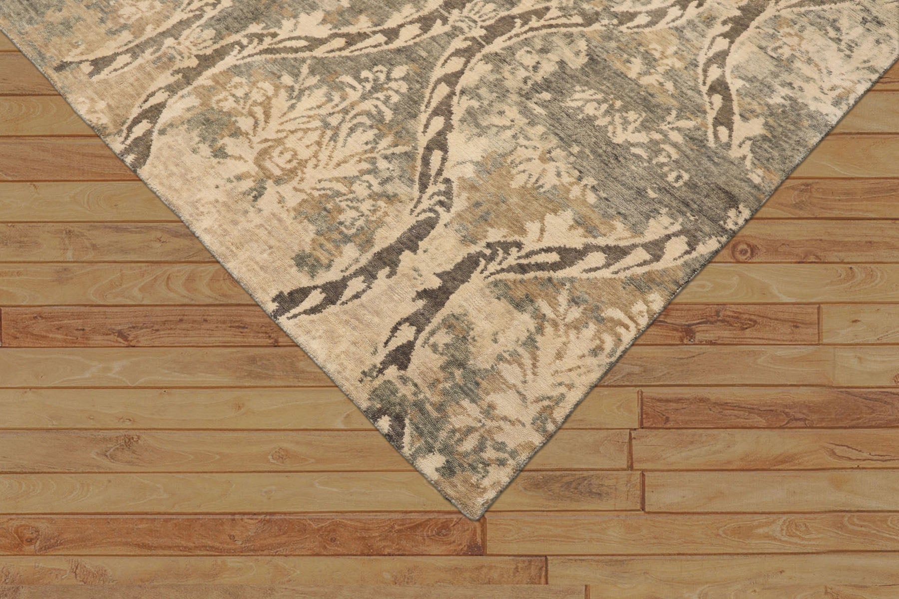 8x10 Beige, Greenish, Gray Color Hand Knotted Tibetan Wool Transitional Oriental Rug