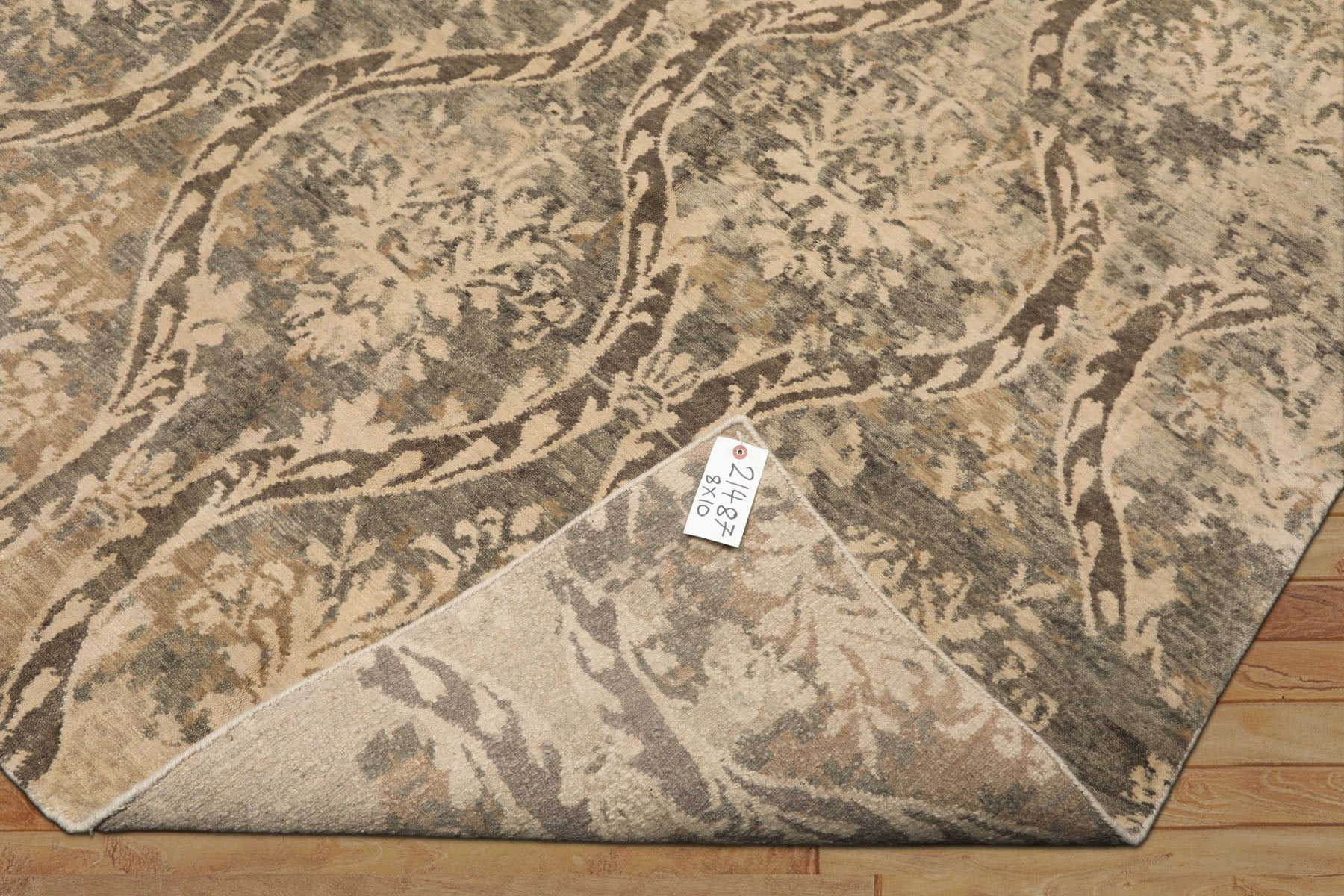 8x10 Beige, Greenish, Gray Color Hand Knotted Tibetan Wool Transitional Oriental Rug