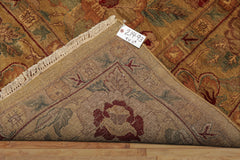 9x12 Gold, Sage, Red Color Hand Knotted Agra Wool Traditional Oriental Rug