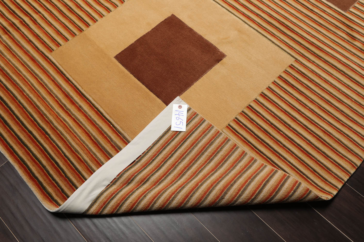 9x12 Beige, Brown, Burnt Orange Color Hand Knotted All-Over 100% Wool Modern Oriental Rug