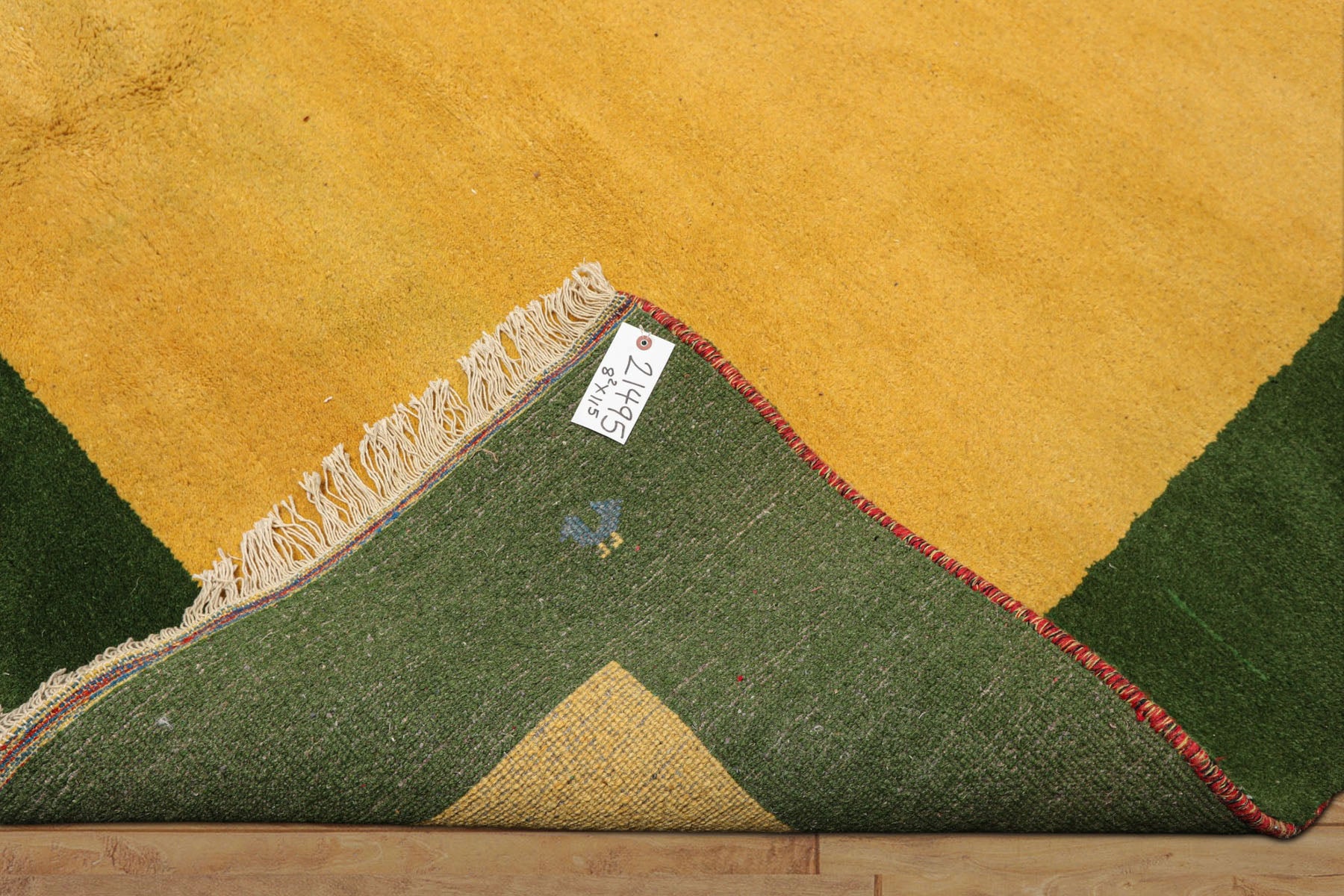 8x11 Gold, Green, Red Color Hand Knotted Gabbeh Wool Modern & Contemporary Oriental Rug