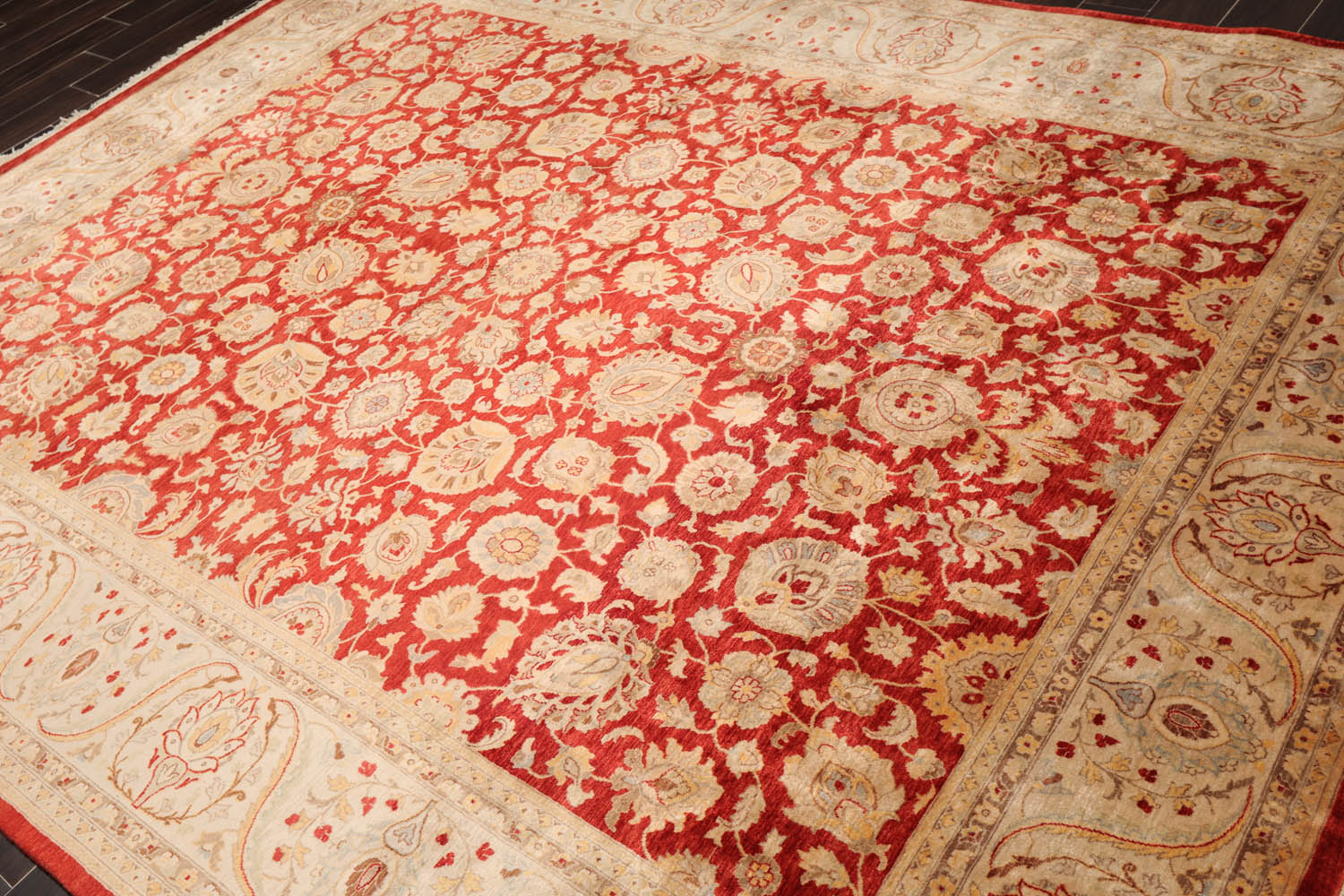 8x10 Red, Beige, Gray Color Hand Knotted All-Over 100% Wool Traditional Oriental Rug