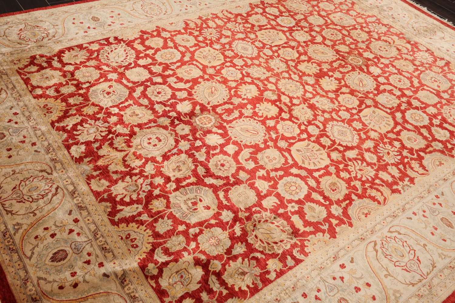 8x10 Red, Beige, Gray Color Hand Knotted All-Over 100% Wool Traditional Oriental Rug