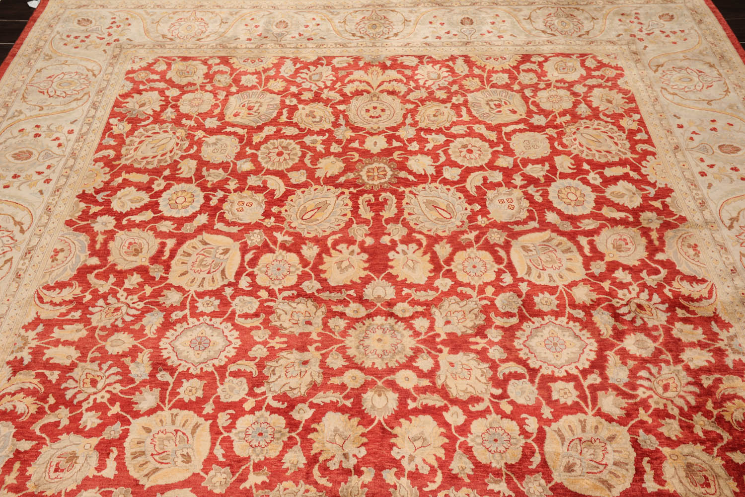 8x10 Red, Beige, Gray Color Hand Knotted All-Over 100% Wool Traditional Oriental Rug