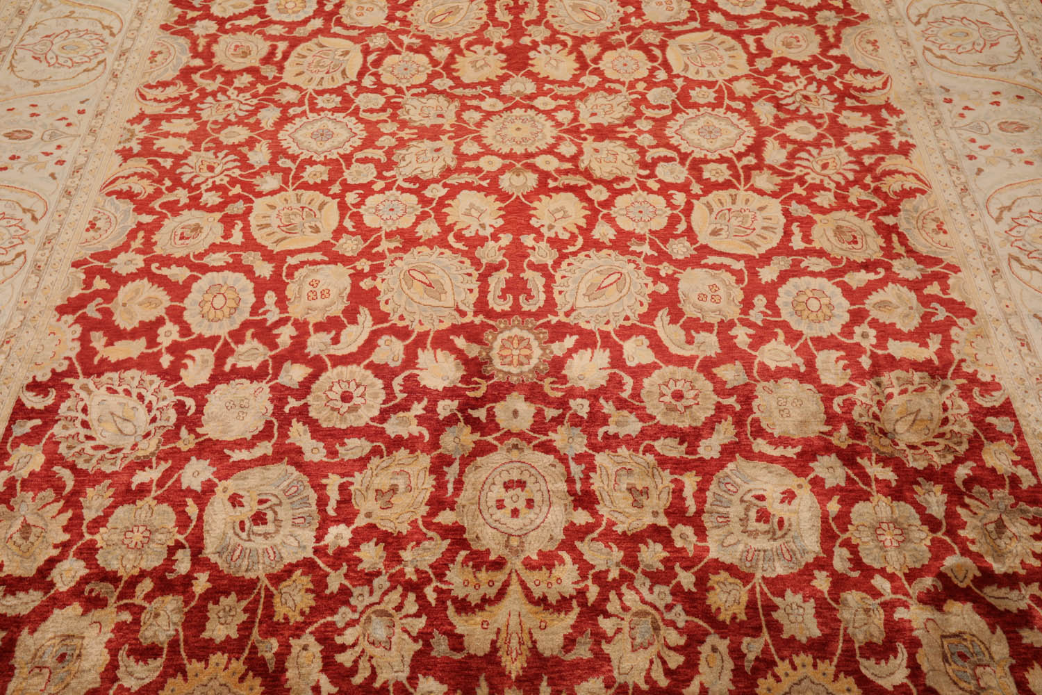 8x10 Red, Beige, Gray Color Hand Knotted All-Over 100% Wool Traditional Oriental Rug