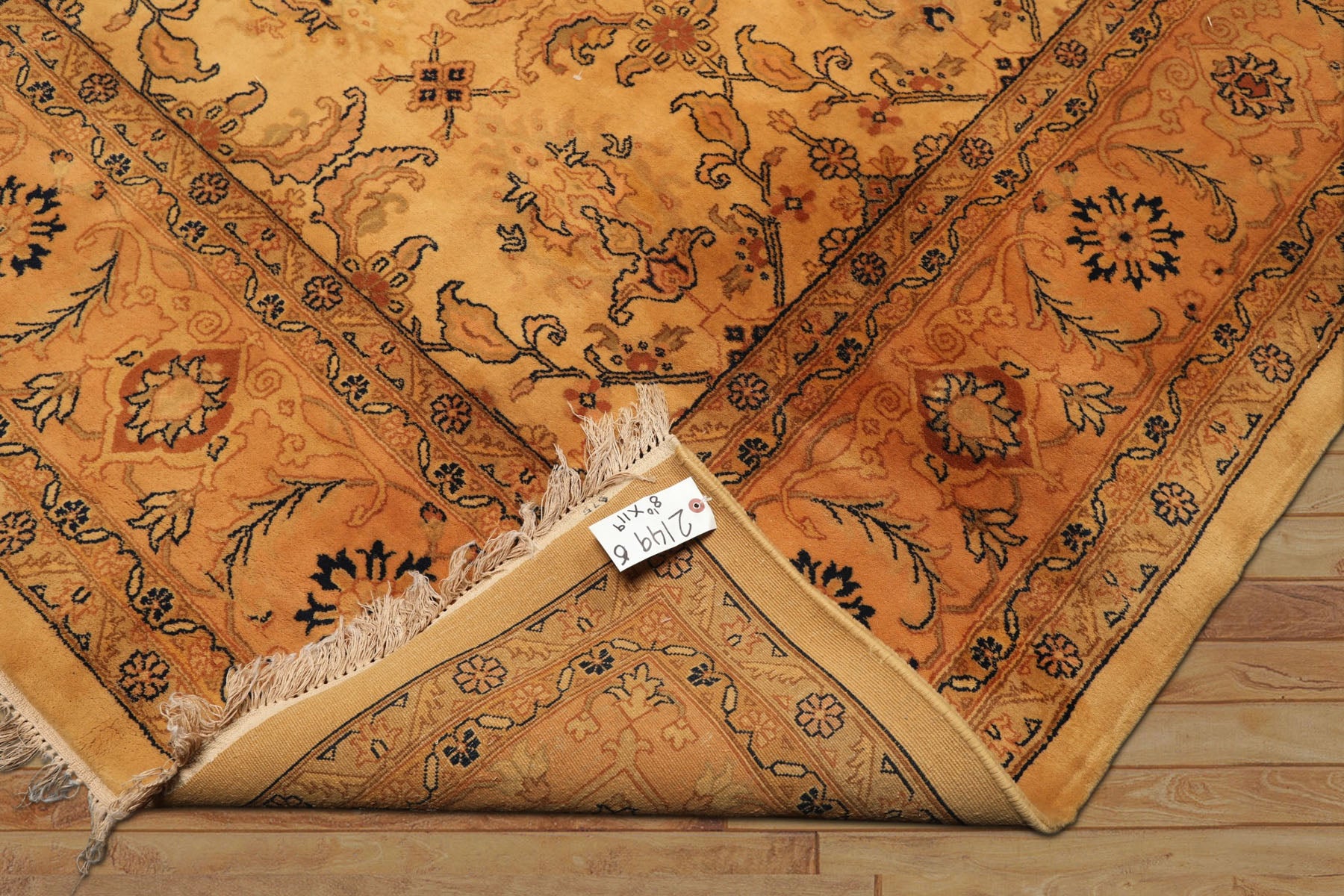 9x12 Tan, Peach, Navy Color Hand Knotted Oushak Wool Traditional Oriental Rug