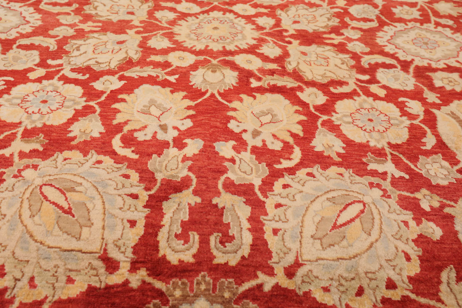 8x10 Red, Beige, Gray Color Hand Knotted All-Over 100% Wool Traditional Oriental Rug