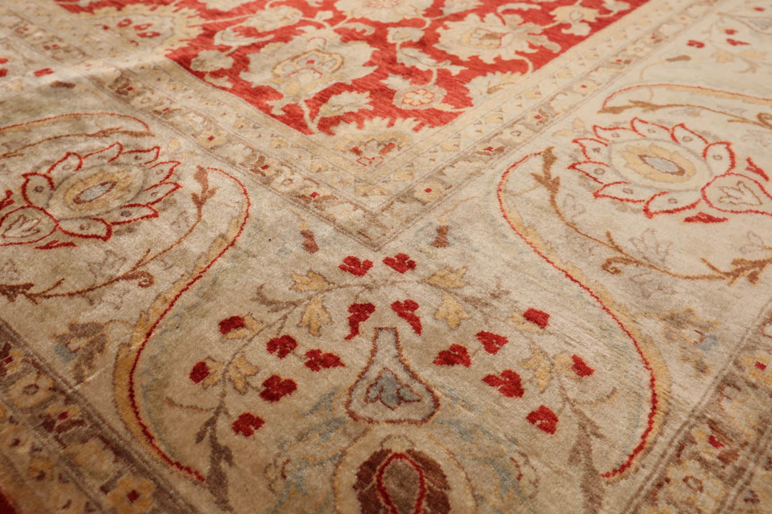 8x10 Red, Beige, Gray Color Hand Knotted All-Over 100% Wool Traditional Oriental Rug