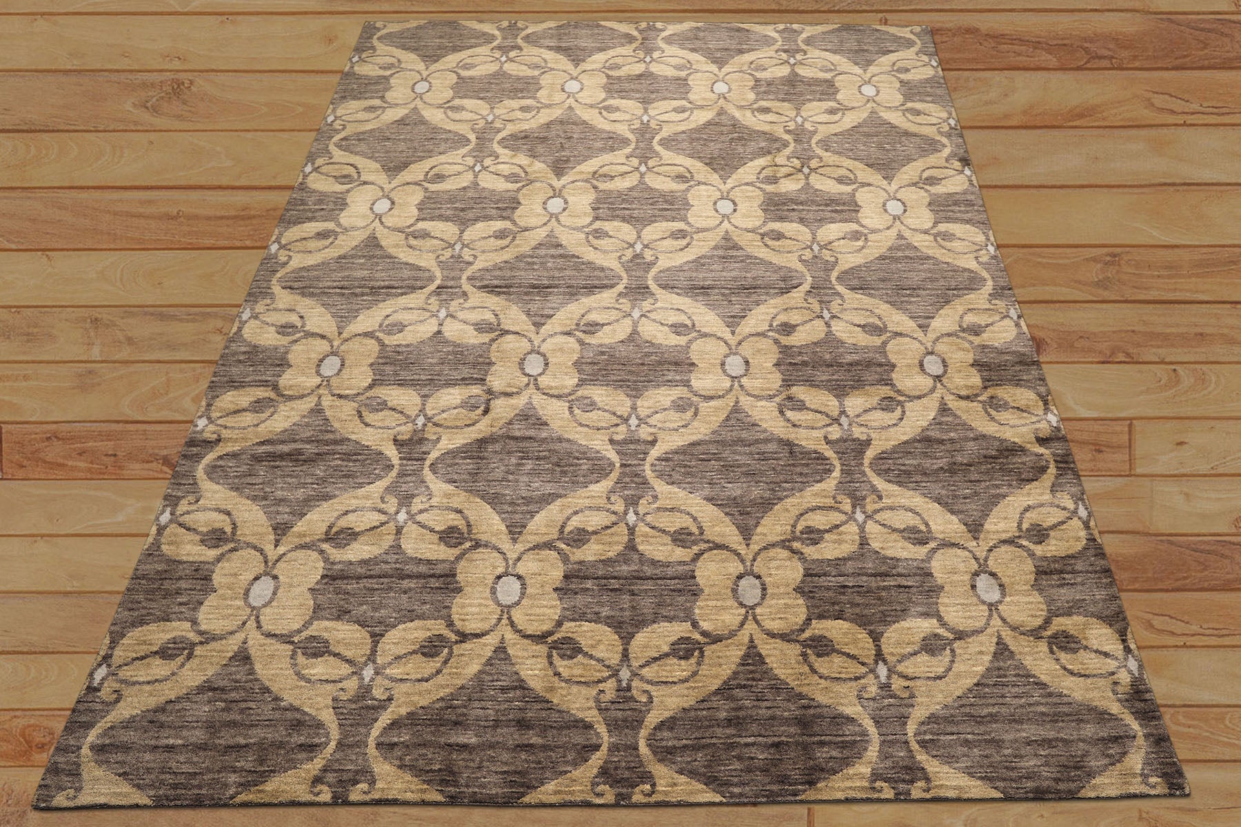 9x12 Tan, Brown, Gray Color Hand Loomed Tibetan Wool Transitional Oriental Rug