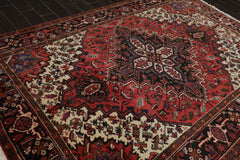 6x9 Rust, Ivory, Charcoal Color Hand Knotted All-Over 100% Wool Traditional Oriental Rug