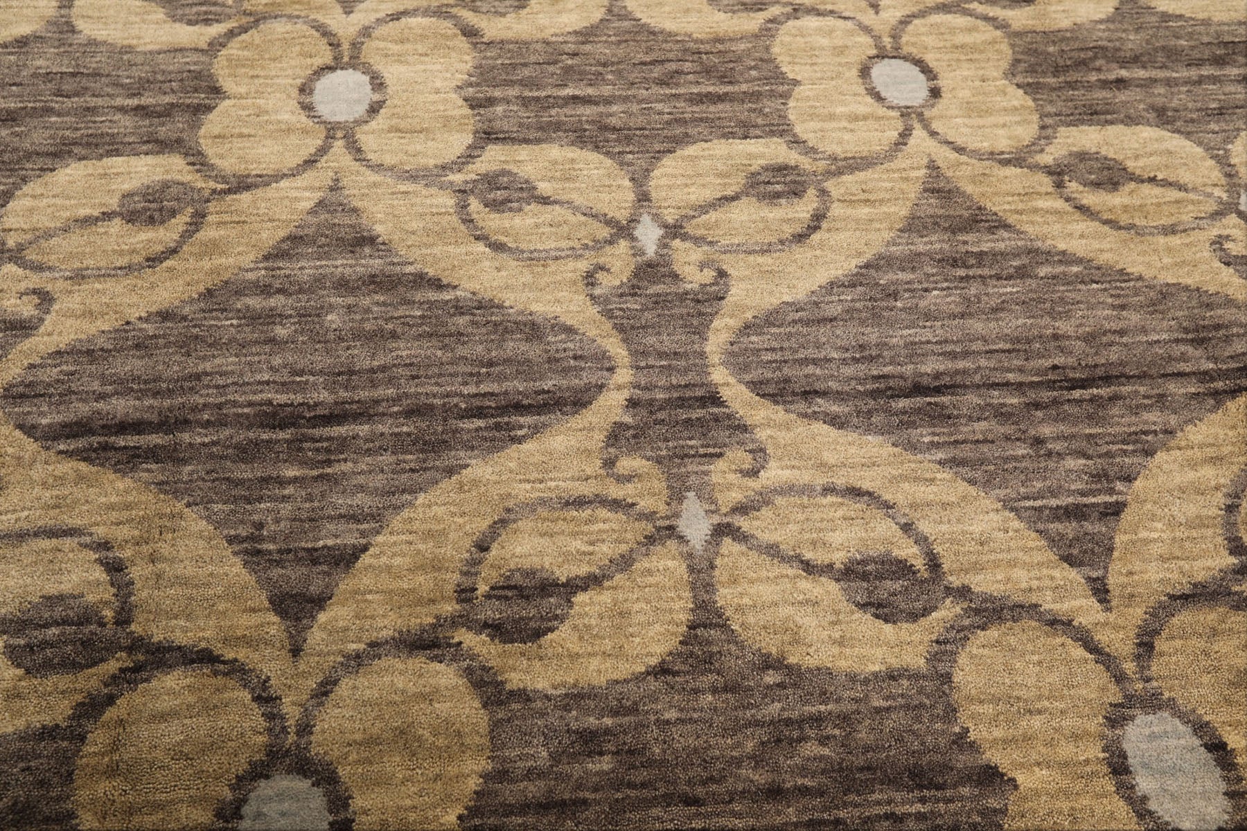 9x12 Tan, Brown, Gray Color Hand Loomed Tibetan Wool Transitional Oriental Rug