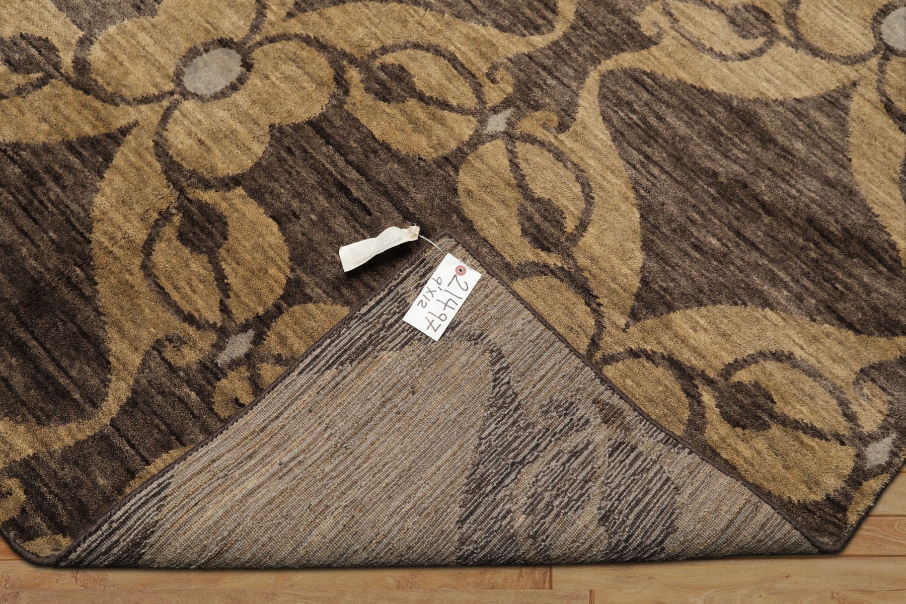 9x12 Tan, Brown, Gray Color Hand Loomed Tibetan Wool Transitional Oriental Rug