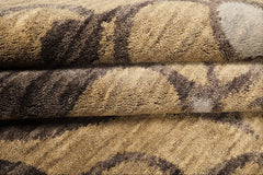9x12 Tan, Brown, Gray Color Hand Loomed Tibetan Wool Transitional Oriental Rug