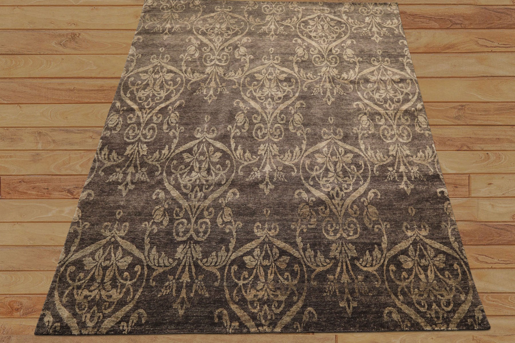 8x10 Brown, Gray, Tan Color Hand Loomed Tibetan Wool Transitional Oriental Rug