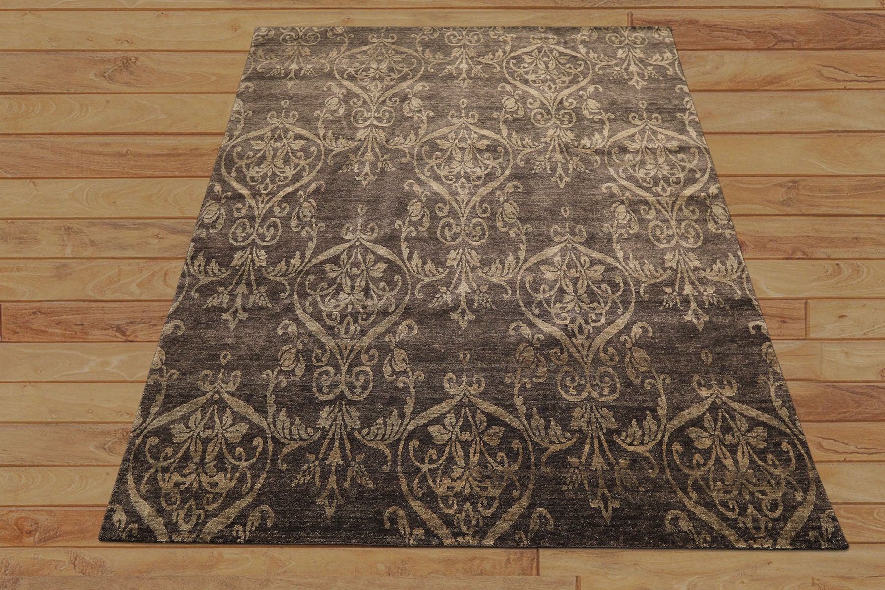 8x10 Brown, Gray, Tan Color Hand Loomed Tibetan Wool Transitional Oriental Rug