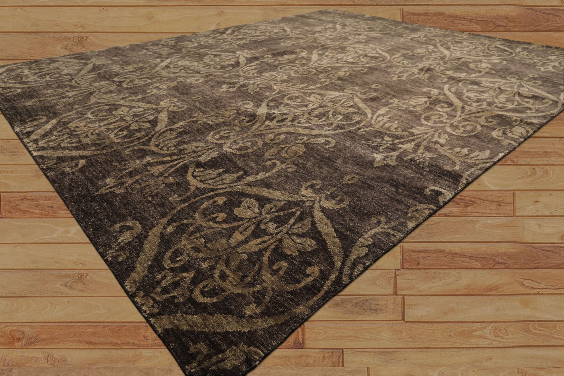 8x10 Brown, Gray, Tan Color Hand Loomed Tibetan Wool Transitional Oriental Rug