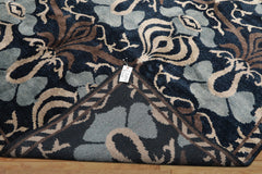 8x10 Navy, Taupe, Blue Color Hand Knotted Tibetan Wool Transitional Oriental Rug