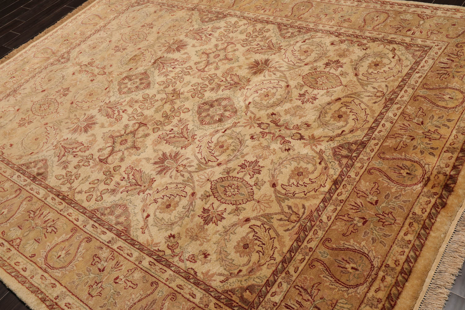 8x10 Beige, Tan, Rust Color Hand Knotted All-Over 100% Wool Traditional Oriental Rug