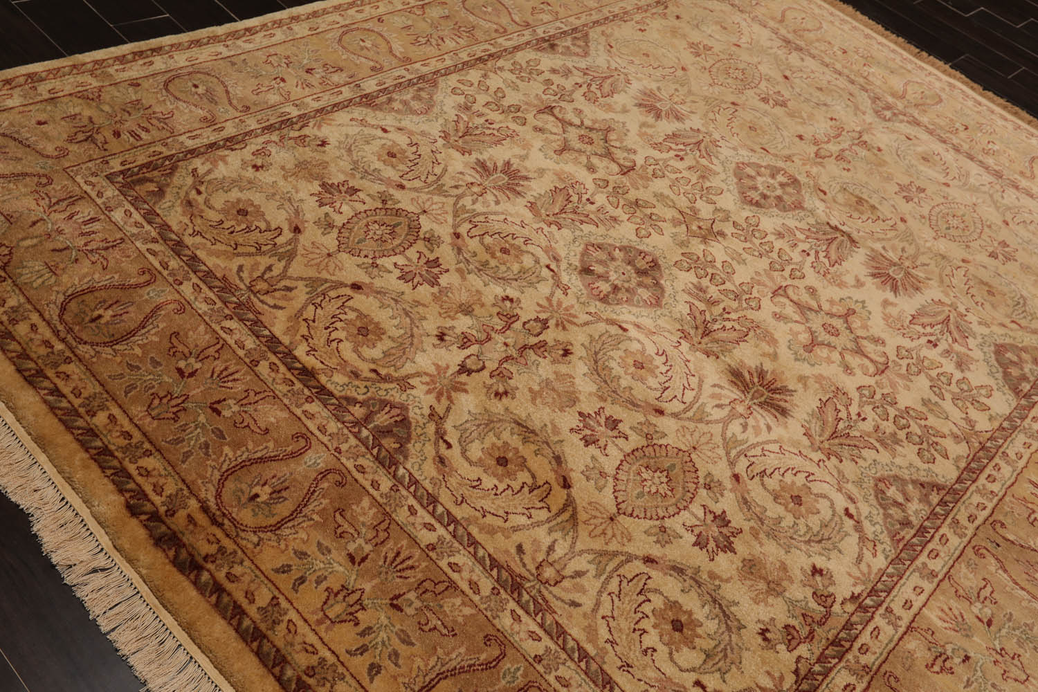 8x10 Beige, Tan, Rust Color Hand Knotted All-Over 100% Wool Traditional Oriental Rug